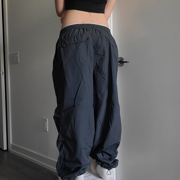 Dark Gray Windbreaker Wide Leg Jogger Sweatpants - Picture 3 of 7